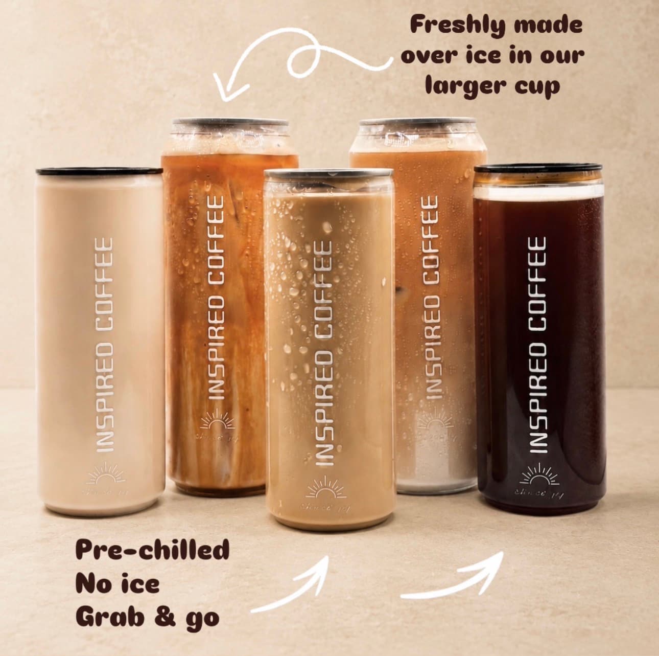 Iced lattes for the in-person events and chilled lattes from Inspired Coffee's mobile espresso bar menu